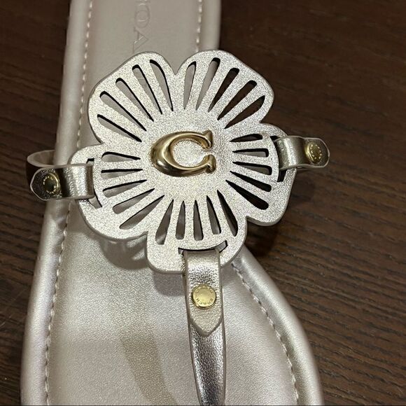 10 COACH JULIA SANDALS metallic gold or champagne Bnib - Picture 7 of 12